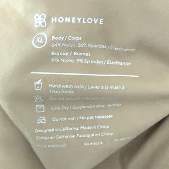 HONEYLOVE V-NECK WIRELESS BRA SAND SIZE XL Shapewear Comfort - Picture 2 of 4